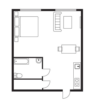 Перепланировка квартиры-студии в однокомнатную квартиру Перепланировка квартиры-студии в однокомнатную квартиру